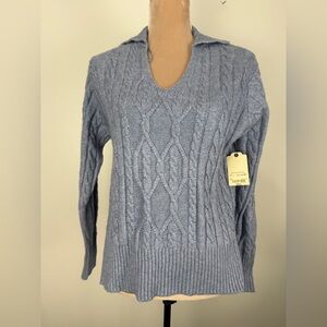 St. John's Bay Cable Knit Scoop Neck Sweater - Light Blue